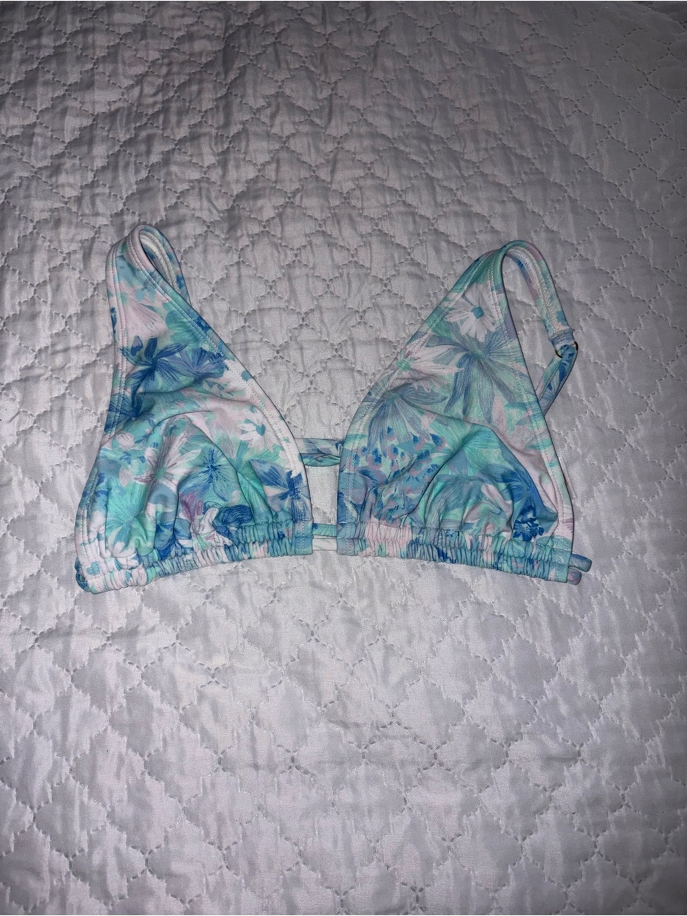 Shade & Shore Pastel Aqua & Light Purple Triangle Bikini Top